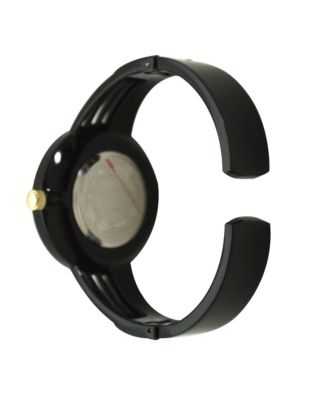 Black Modern Stripped Design Bangle Watch
