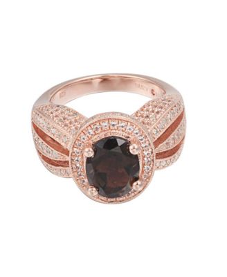 Suzy Levian Sterling Silver Oval Cut Center Topaz Cocktail Ring