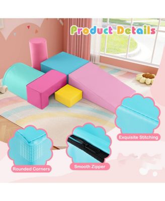 6 PCS Kids Climber Play Set Indoor Foam Climb & Crawl Activity Blocks w/ Cover
