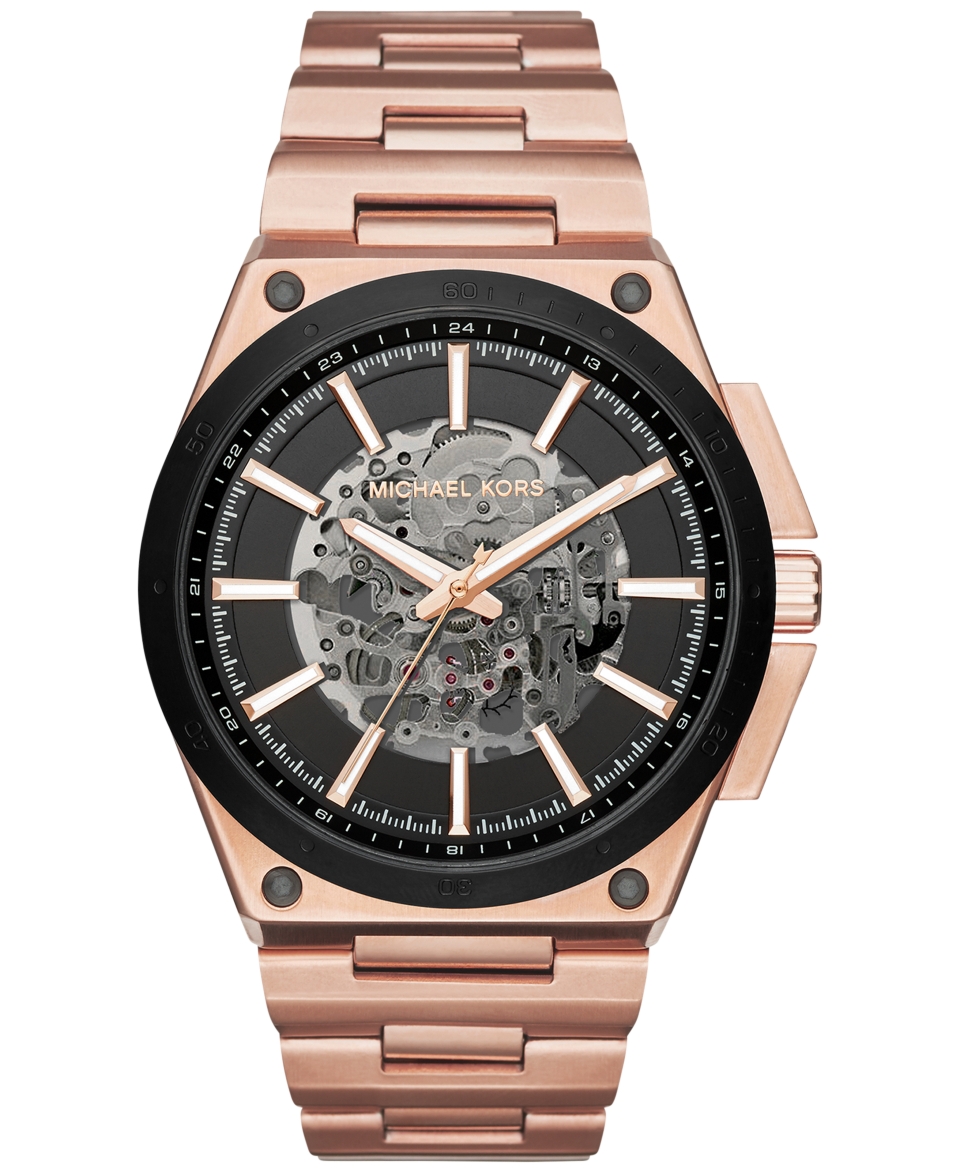 Michael Kors Mens Automatic Wilder Rose Gold Tone Stainless Steel