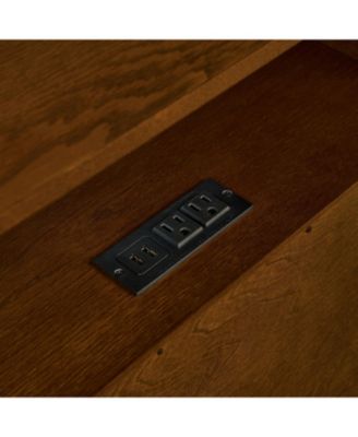 Nightstand with Charging Station & Outlet Hole & 2 Solid Wood Drawers