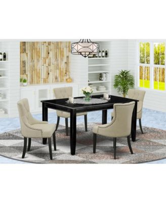 5-Piece Rubberwood Rectangular Table with Parson Chairs Dining Room Set