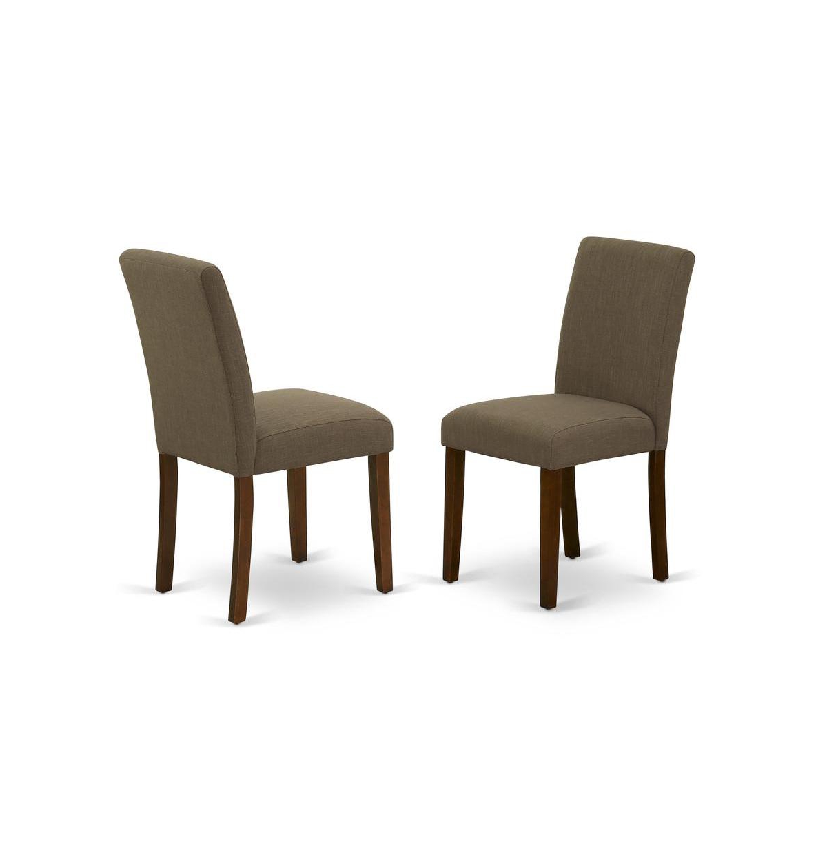 East West Furniture 3 Piece Dinning Room Table Set Contains 1 Drop Leaves Wood Dining Table and 2 Coffee Linen Fabric Parson Chairs with High Back