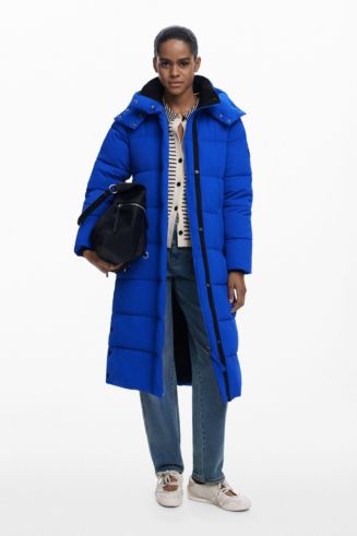 Desigual Women's Long quilted coat with belt - Macy's