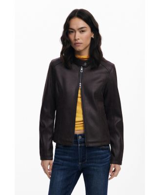 Women's Combined faux leather jacket
