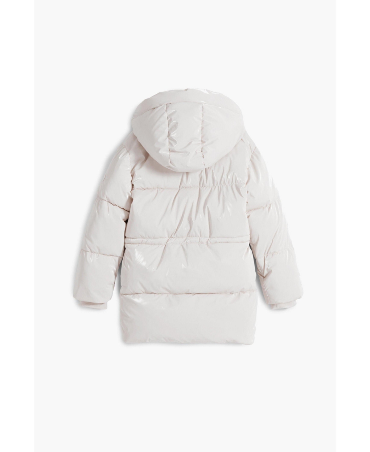 Desigual Girls Girls's Long Shiny Padded Jacket In Neutral