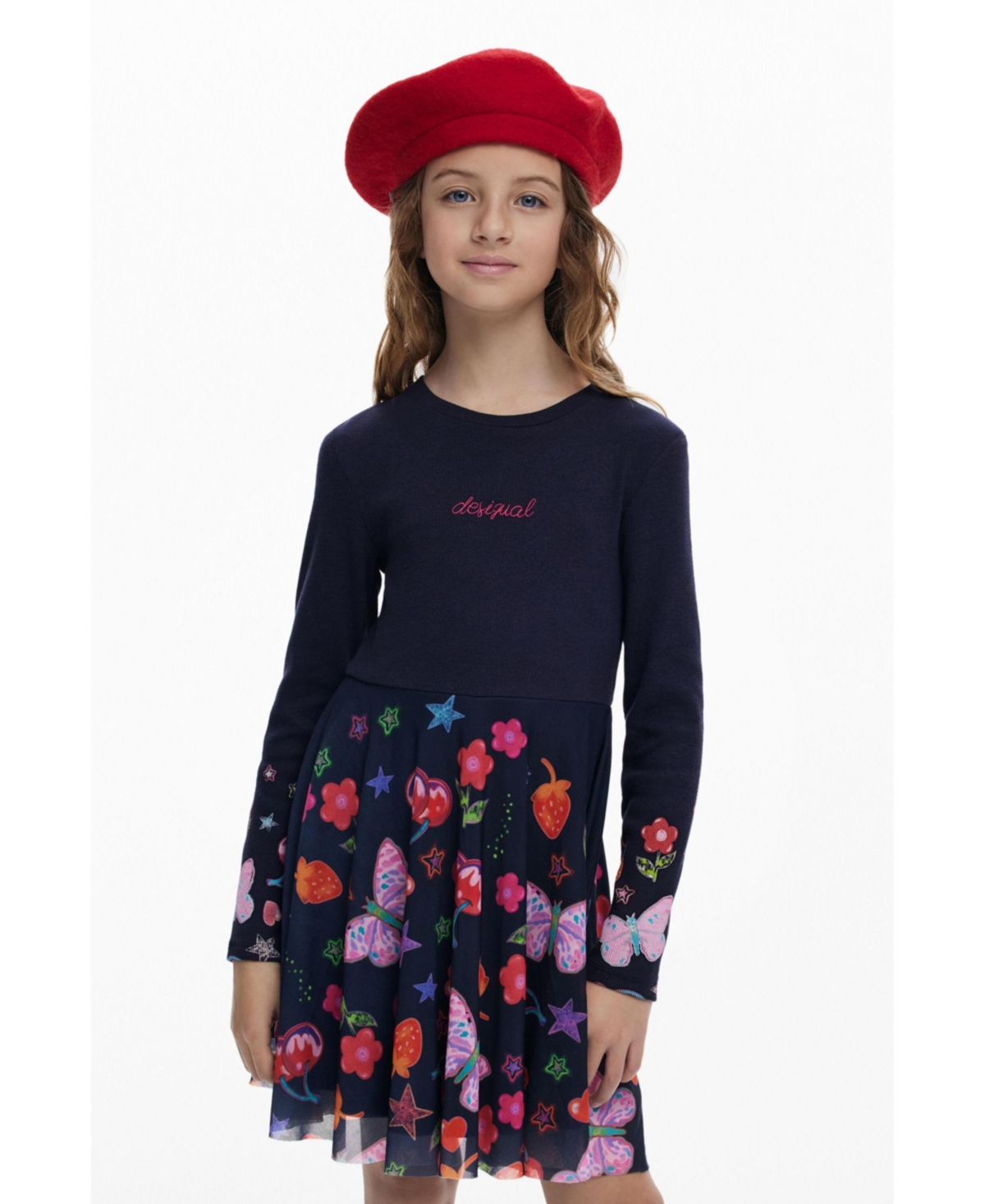 Desigual Girls's Tulle Skirt Dress Shapes In Blue