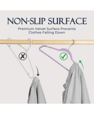 17.5 Inch Silver Hook Velvet Hangers