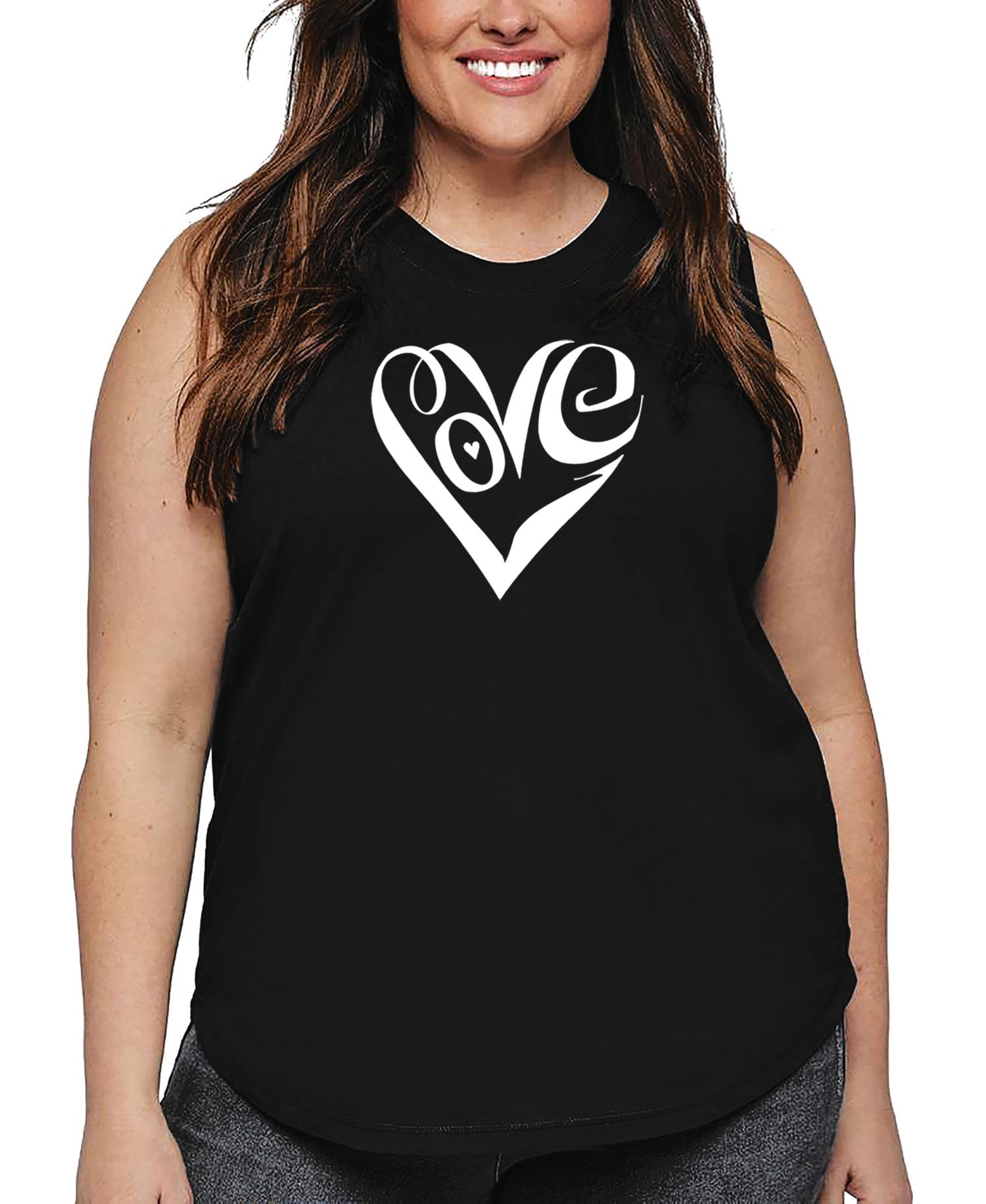 Plus Size Script Heart Word Art Tank Top