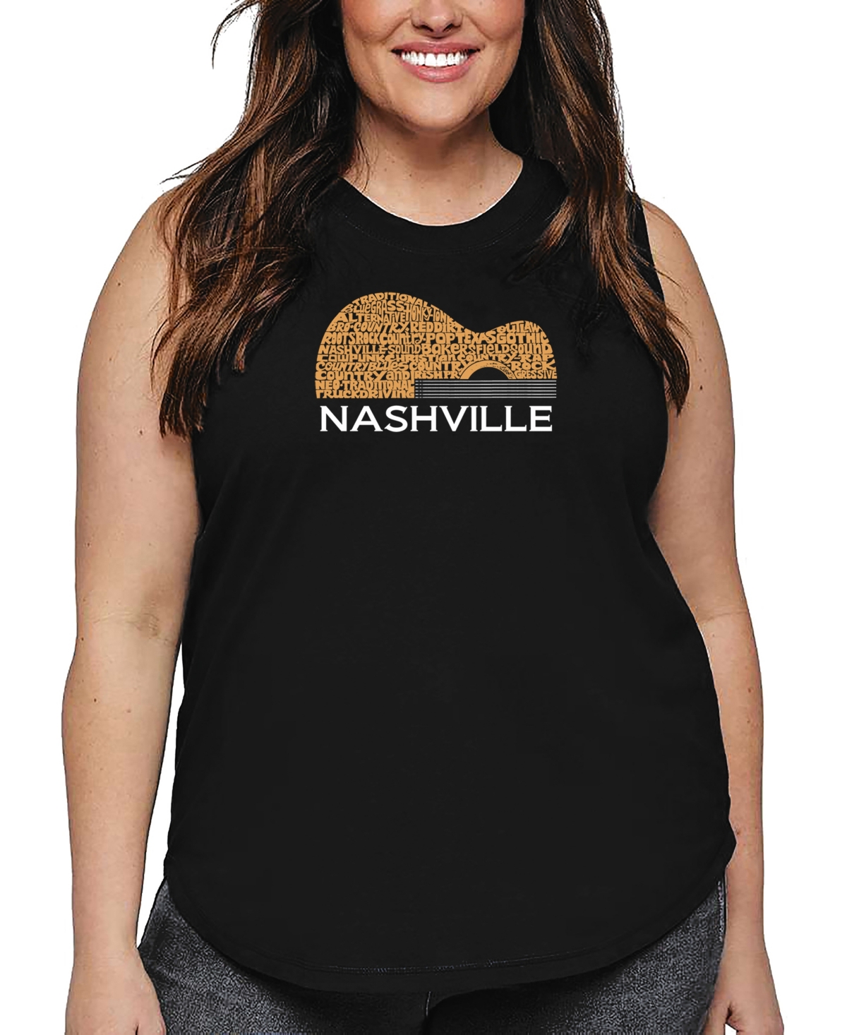 La Pop Art Plus Size Have Yourself A Merry Little Christmas Word Art Tank Top In Black