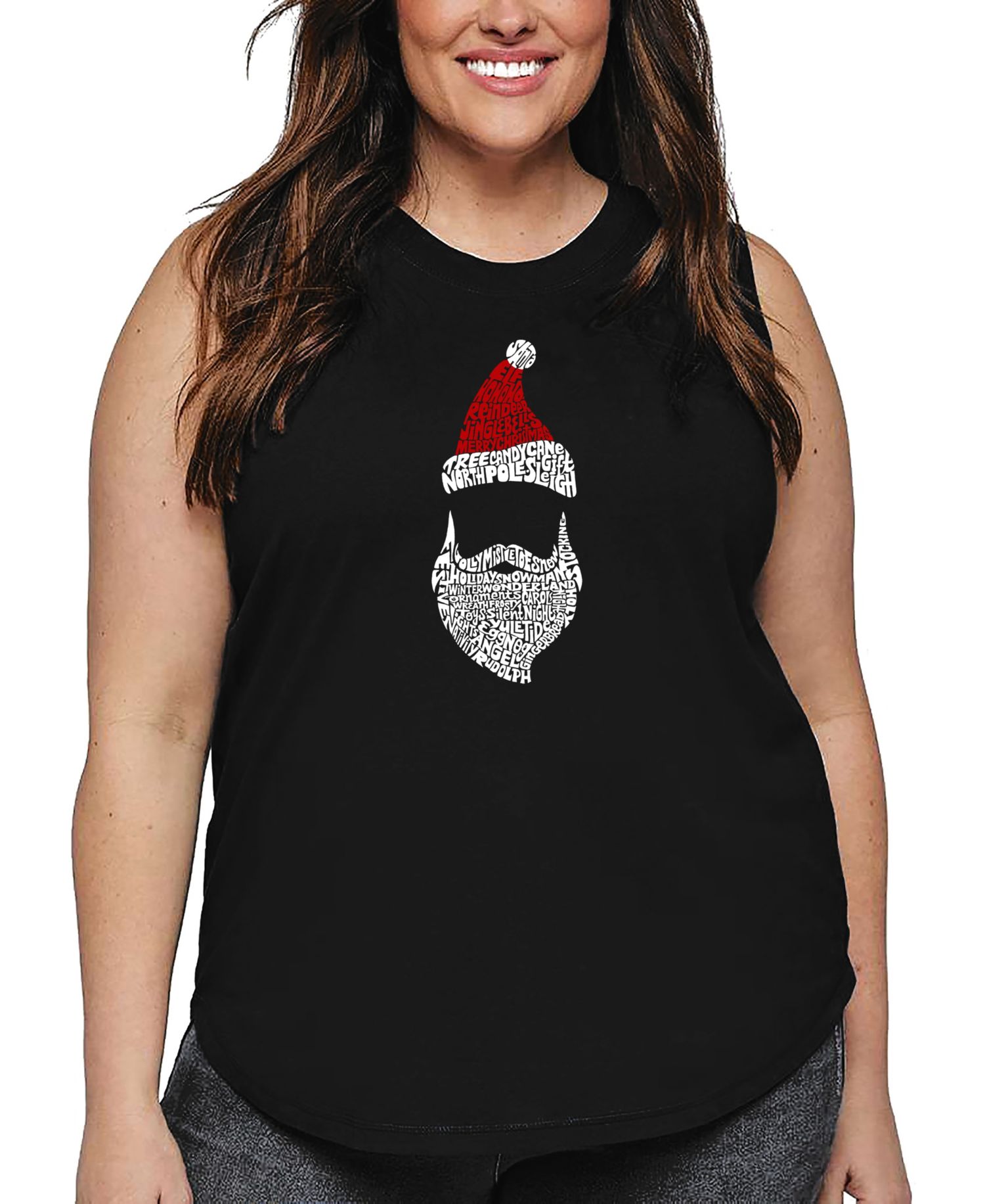Plus Size Santa Claus Word Art Tank Top