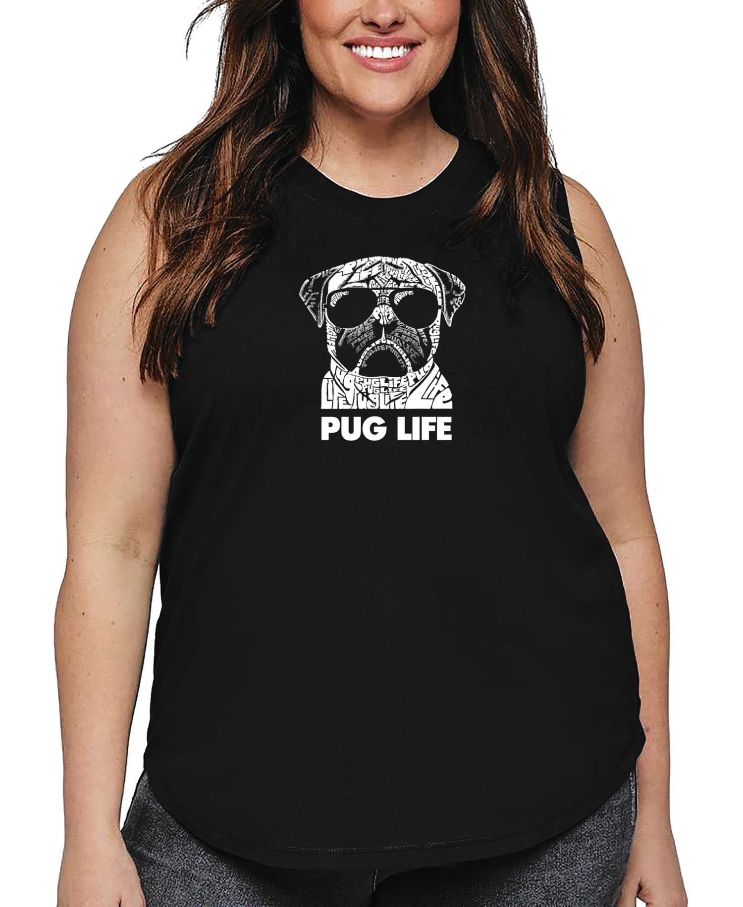 Plus Size Pug Life Word Art Tank Top