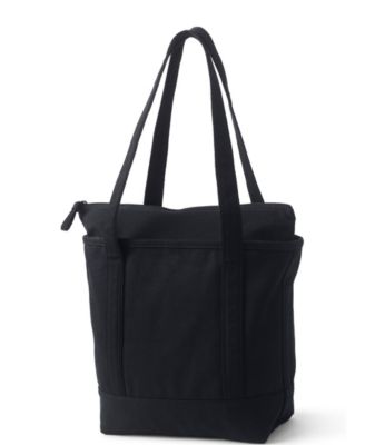 Medium Solid Color 5 Pocket Zip Top Long Handle Canvas Tote Bag
