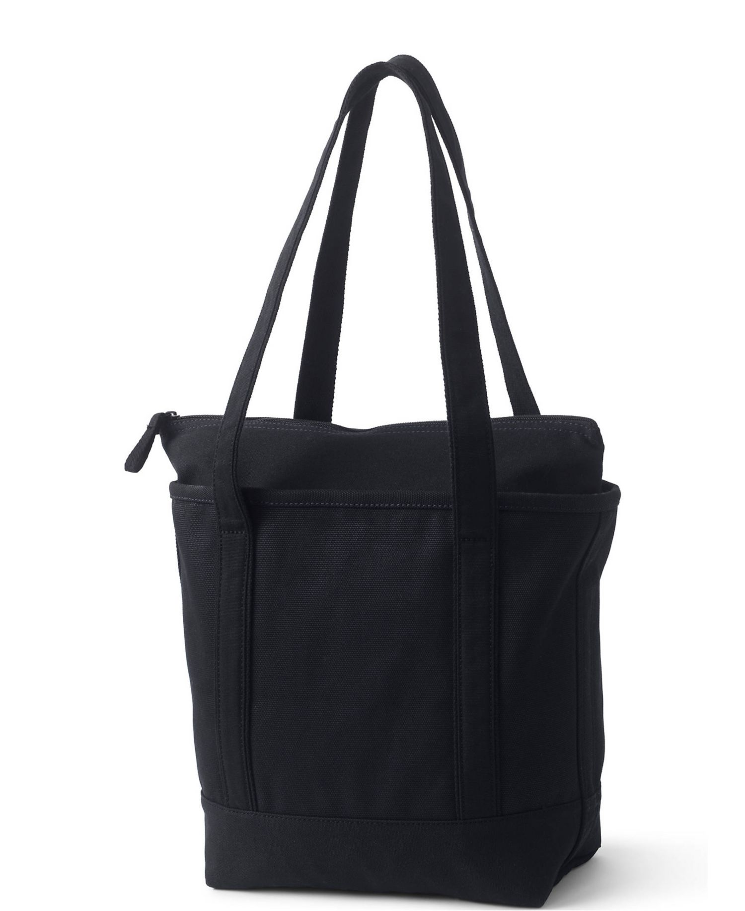 Medium 5 Pocket Zip Top Long Handle Canvas Tote Bag