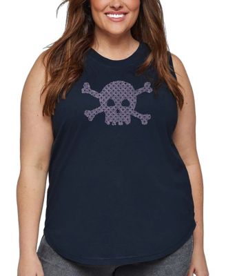 Plus Size XOXO Skull Word Art Tank Top