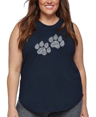 Plus Size Woof Paw Prints Word Art Tank Top