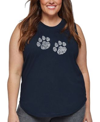 Plus Size Meow Cat Prints Word Art Tank Top
