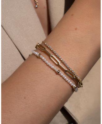 14K Gold Pearl Segment Bead Bracelet
