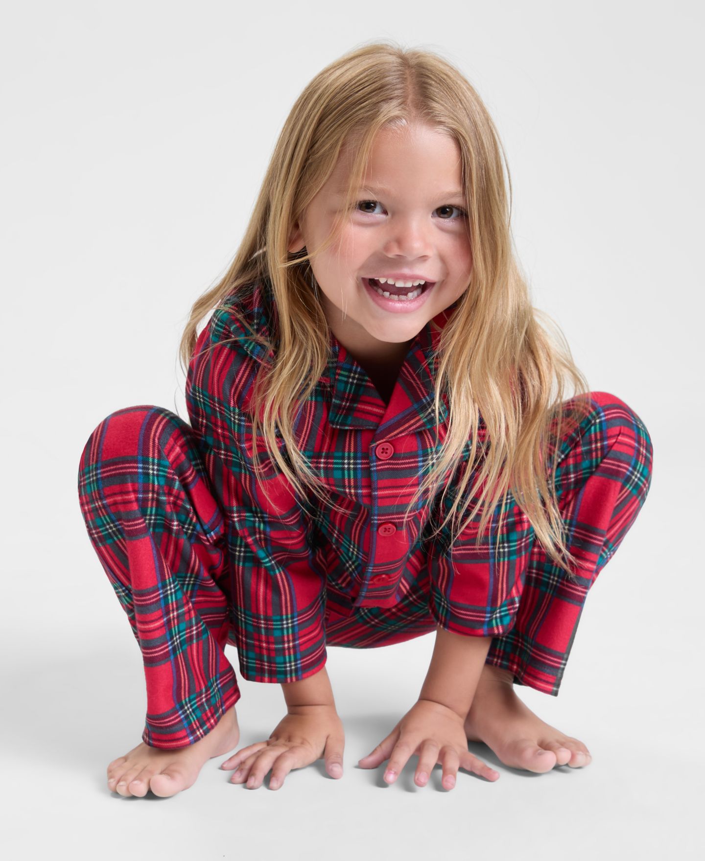 Holiday Lane Little & Big Kids Brinkley Plaid Notch Collar Matching Family Pajamas Set, цвет: Клетчатый — фото 7