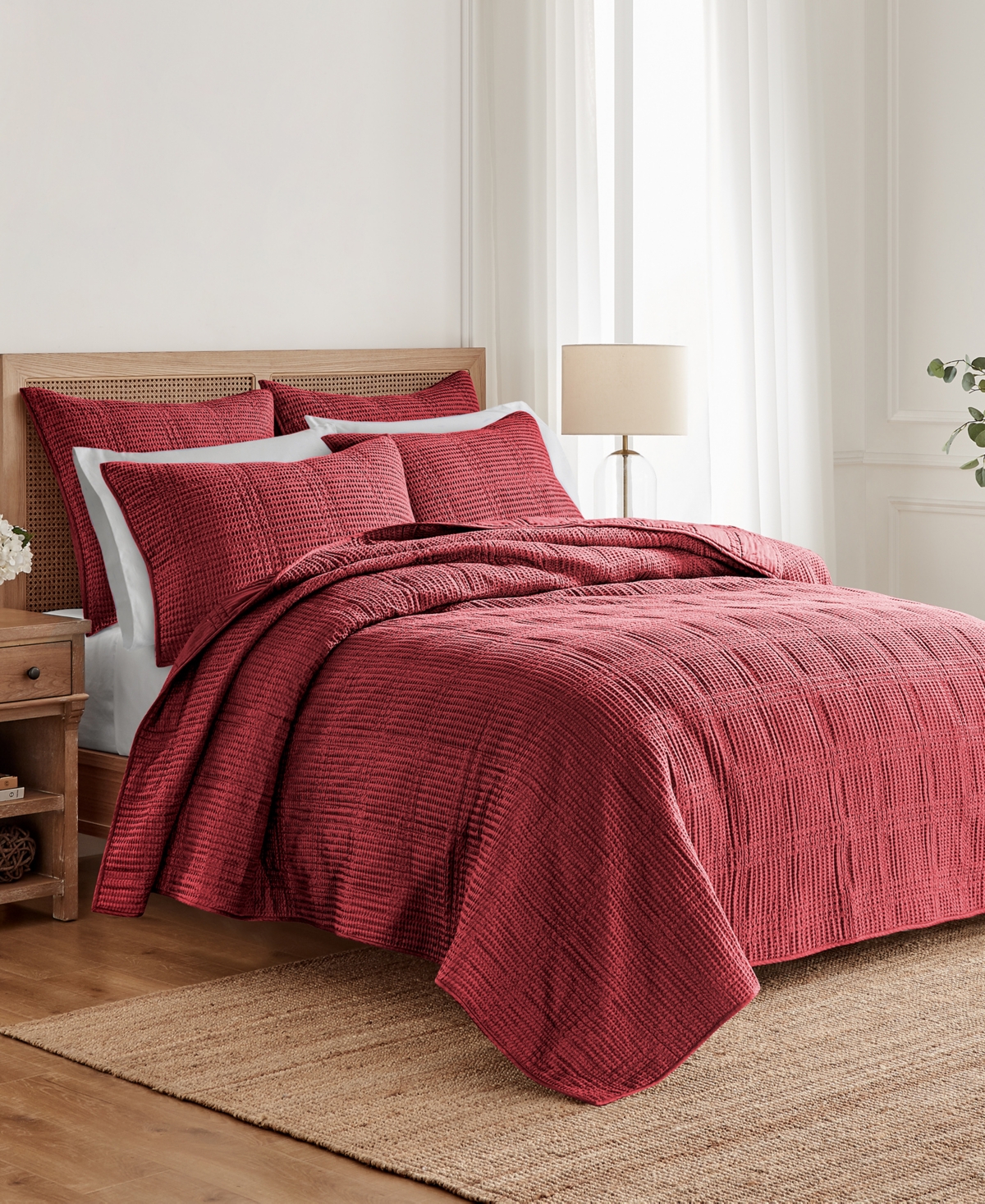 Levtex Cloud Waffle Textured 3-pc. Quilt Set, King/california King In Red