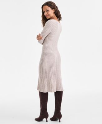 Petite Cashmere Rib-Neck Boat-Neck Sweater Dress, Macy's Exclusive