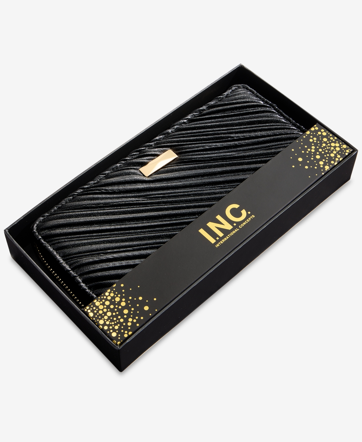 Inc International Concepts Hazel Ruched Zip-around Wallet, Macy's Exclusive In Black