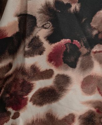 Plus Size Printed Pleat-Front 3/4-Sleeve Blouse