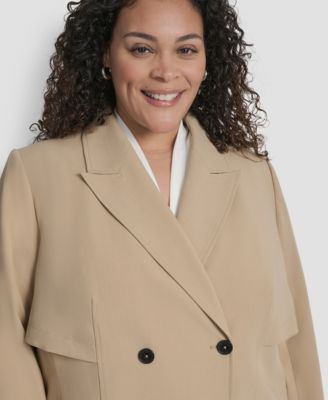 Plus Size Double Breasted Trench Jacket