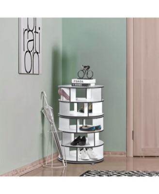 5-Tier Rotating Shoe Rack, 360° Revolving Lazy Susan Spinning Shoe Rack Tower Storage Organizer for Closet Entryway Bedroom Hallway