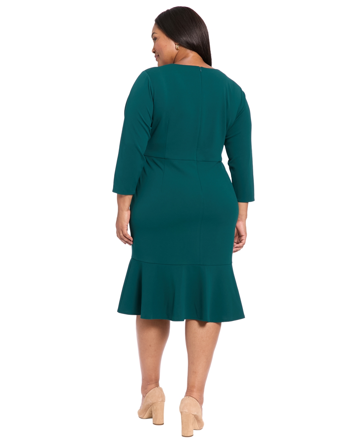 London Times Twist Front Flounce Hem Midi Dress In Green