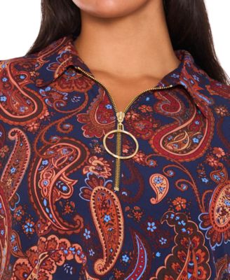 Plus Size Printed Jersey 3/4-Sleeve Dress