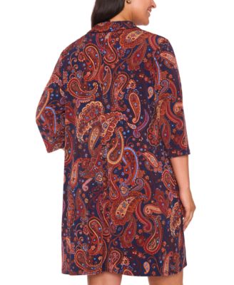 Plus Size Printed Jersey 3/4-Sleeve Dress