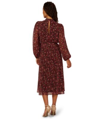 Women's Floral Chiffon Midi Dress