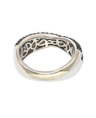 Suzy Levian Sterling Silver Sapphire & Created White Sapphire Pave Crossover Twist Band Ring