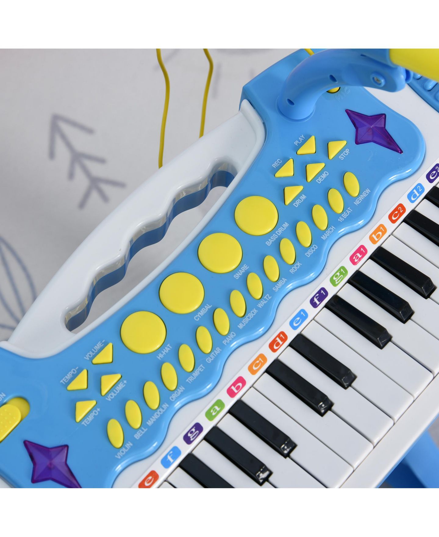 Детская игрушка Qaba Kids Toddler Toy Piano Keyboard w/ Sitting Stool and Working Microphone — фото 7