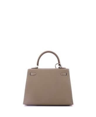 Pre-Owned Hermes Kelly 25 Handbag Grey Epsom with Palladium Hardware