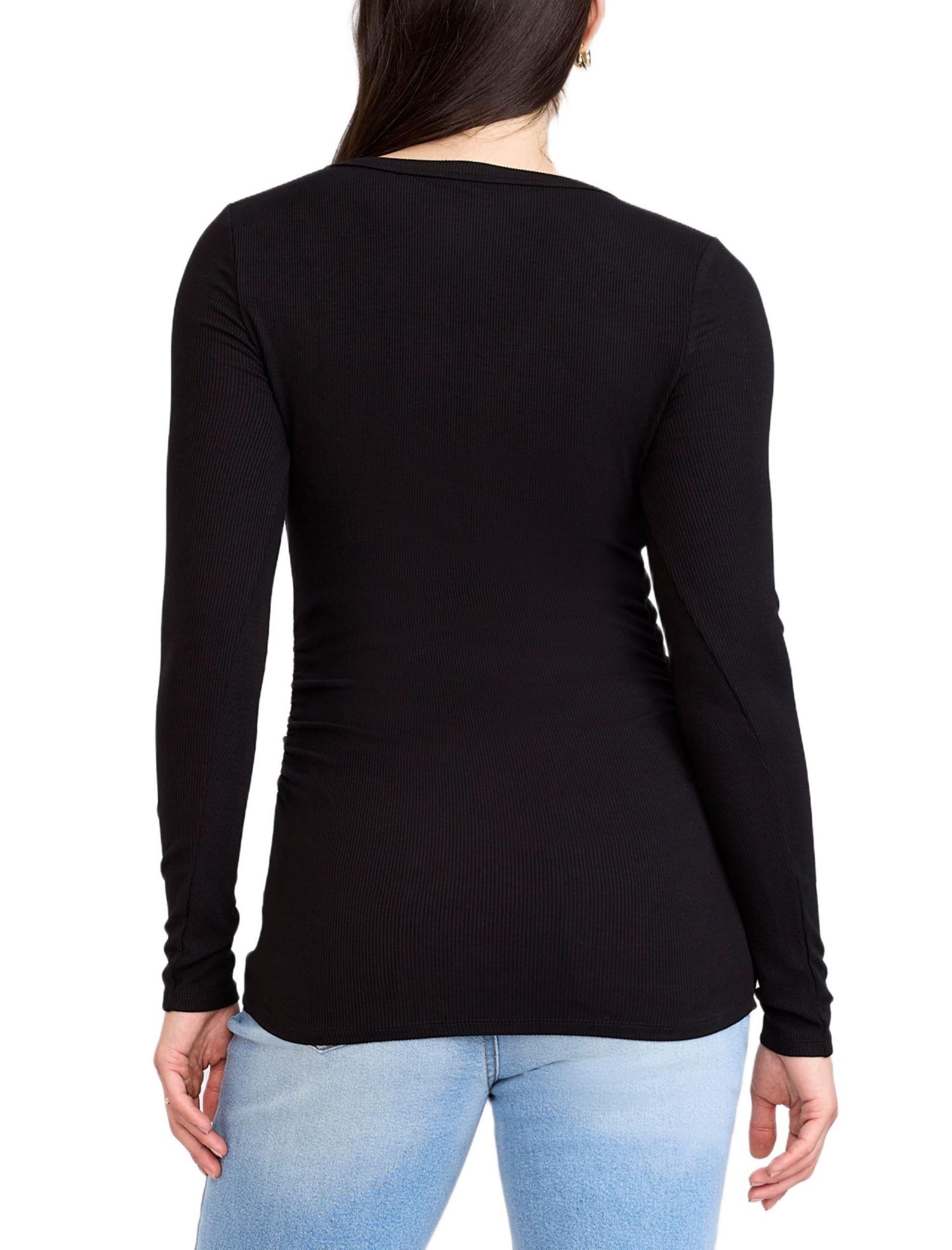 Women's V-Neck Side-Ruched Long Sleeve Henley Tee - Motherhood