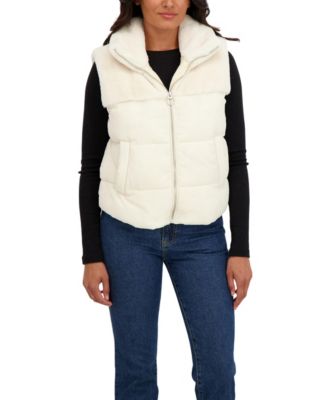 Women's Short Mix Media Puffer Vest