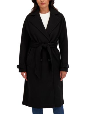 Women's Long Belted Oversized Double Breasted Faux Wool Coat