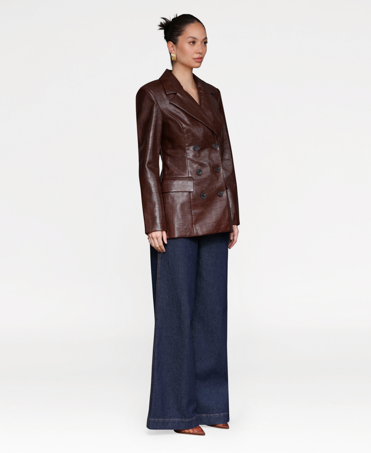 Avec Les Filles Fitted Blazer In Brown