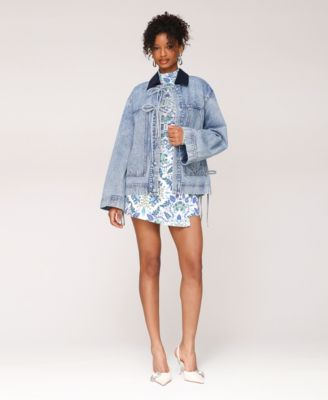 Women's Oversized Denim Patch Pocket Chore Jacket