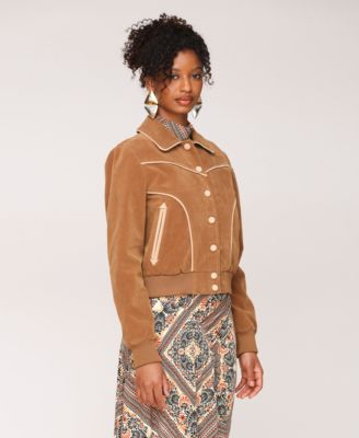 Women's Suede Combo Piping Western Jacket