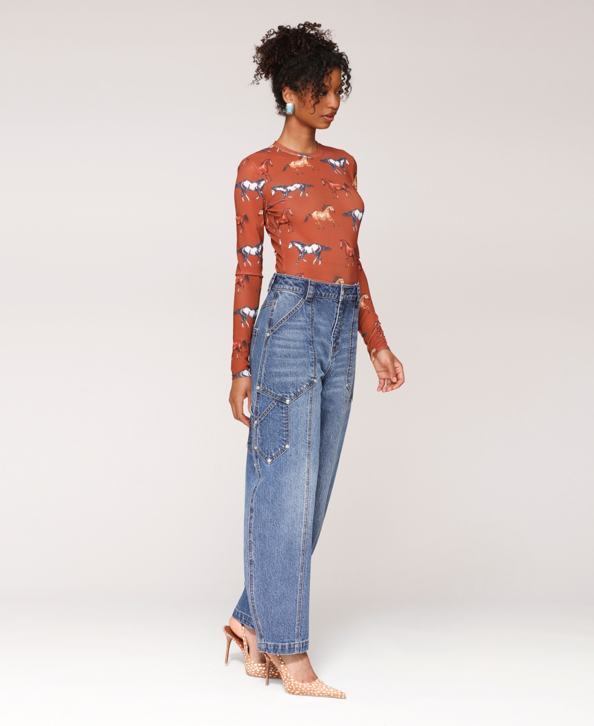 Avec Les Filles Zucchini Leg Carpenter Jeans In Blue