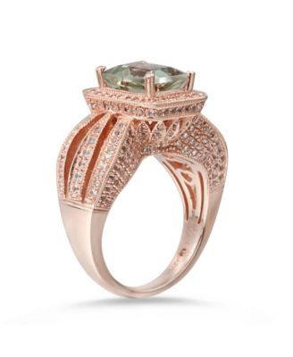 Suzy Levian Sterling Emerald Cut Center Topaz Cocktail Ring