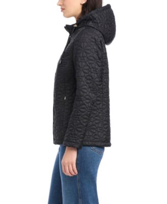 Women's Short Spade Flower Quilted Jacket W/ Hood