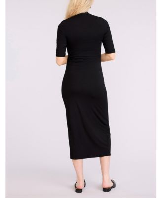 Women's Mock Neck 3/4 Sleeve Ribbed Maxi Dress - Motherhood Maternity