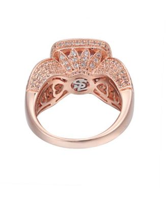 Suzy Levian Sterling Silver Cushion Cut Center Topaz Cocktail Ring