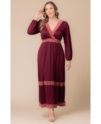 Women's Plus Size Lara Lace Trim Long Dress