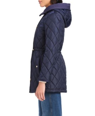 Women's Diamond Quilted Anorak Jacket With Hood