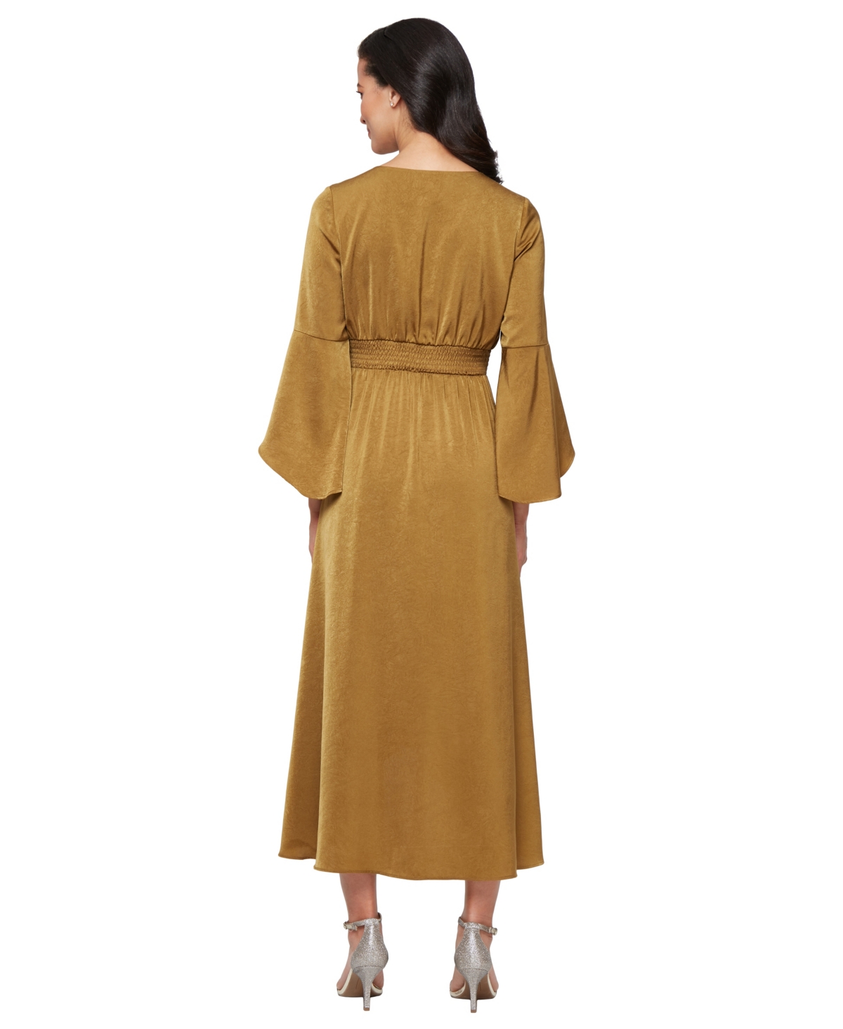 Sl Fashions Bell Sleeve Maxi Dress In Neutral